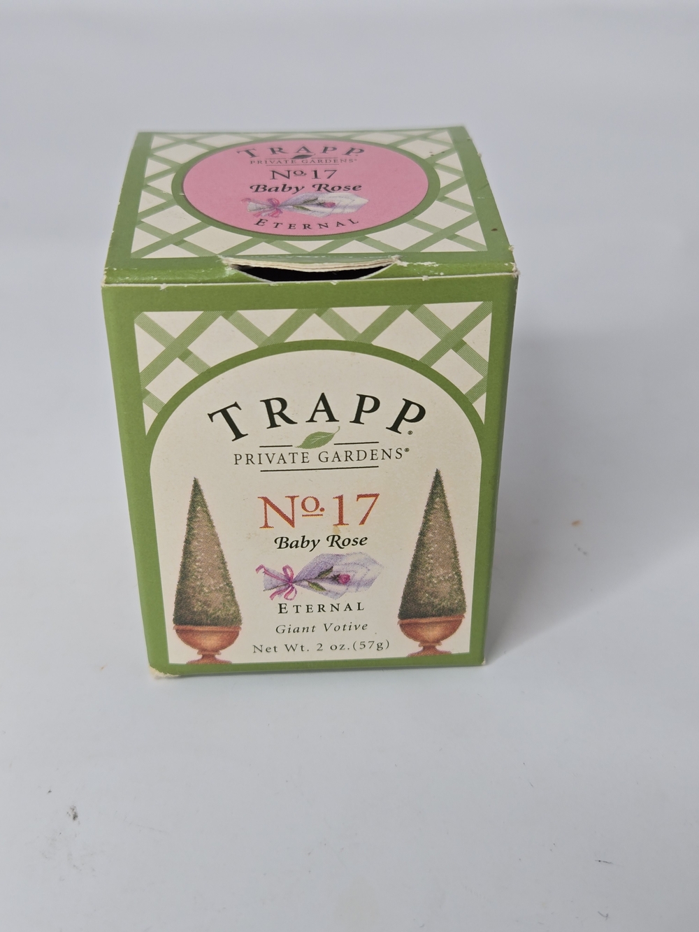 Vintage TRAPP Private Gardens No.17 Baby Rose Votive Candle Box - RARE